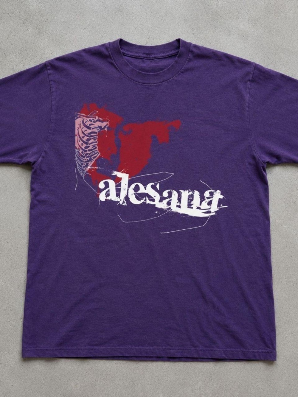 Gildan Purple Band Logo Tee with Red and White Graphic